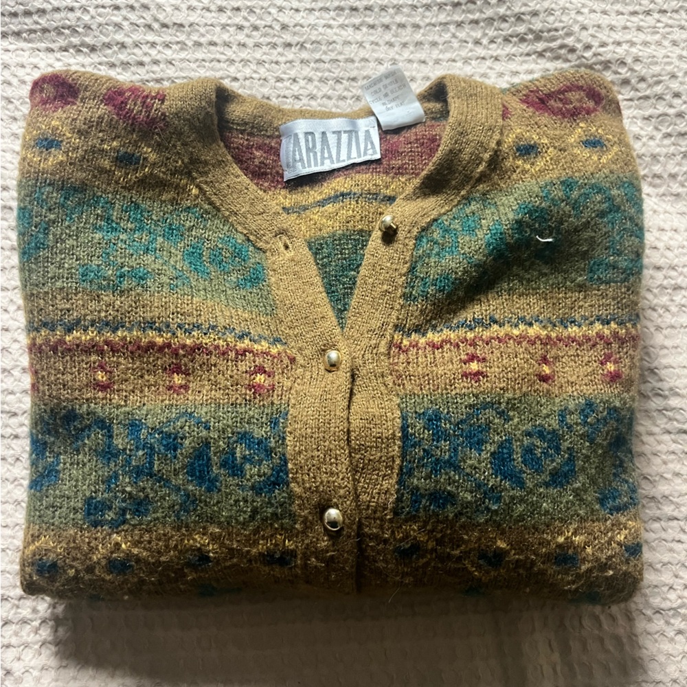 Tarazzia Vintage '80s Print Cardigan, Size S